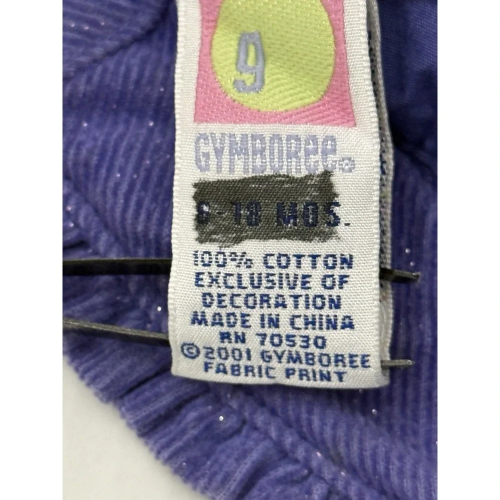 VTG Gymboree Purple Sparkle Glitter Bucket Hat Corduroy Flowers 2001 6-18 Months